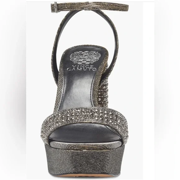 Vince Camuto Silver Heels with Embellished Strap - Picture 2 of 16